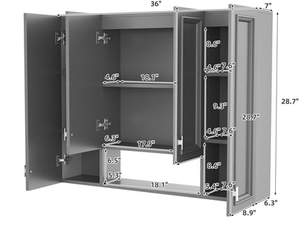 Wall Mounted Bathroom Cabinet With 5 Adjustable Shelves