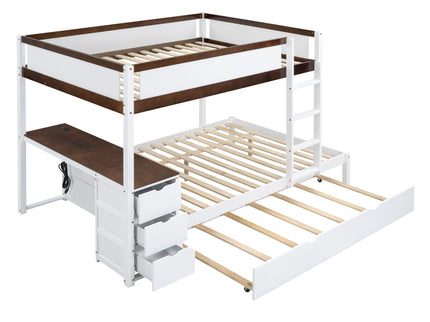 Bunk Bed With Twin Size Trundle, Storage And Desk