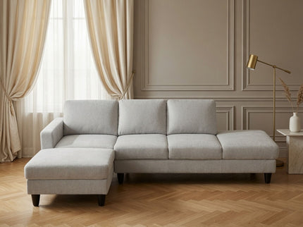 2 Piece L - Shaped Left Chaise Sectional Sofa With Ottoman, Living Room Furniture - White / Gray
