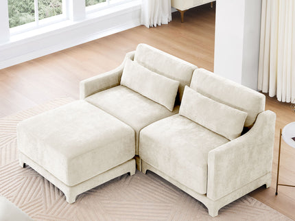 Stylish Sofa With Ottoman And Lumbar Pillows, Ergonomic Design