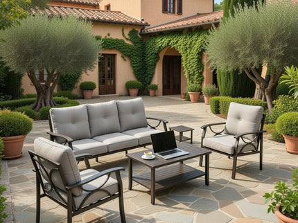 Patio Furniture Set With Coffee Table And Cushions For Backyard