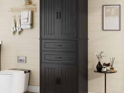 Multi Functional Storage Cabinet With Adjustable Shelves, 2 Drawers, Door Shelves