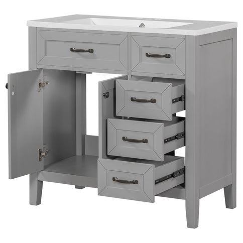 Modern Bathroom Vanity With Sink, Freestanding With Drawers And Doors