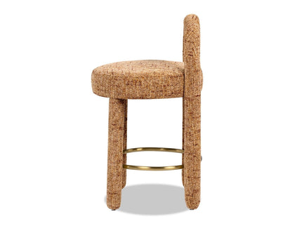 Penny - Round Arched Fully Upholstered Counter Stool (Set of 2) - Orange