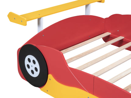 Race Car-Shaped Platform Bed With Wheels