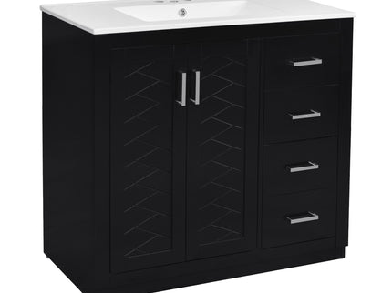 Bathroom Vanity With Sink Combo, Storage Cabinet, Freestanding Set With 3 Drawers & Soft Closing Doors