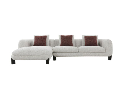 Mardi - Tweed Sectional Sofa With 3 Pillows - Maroon / Beige