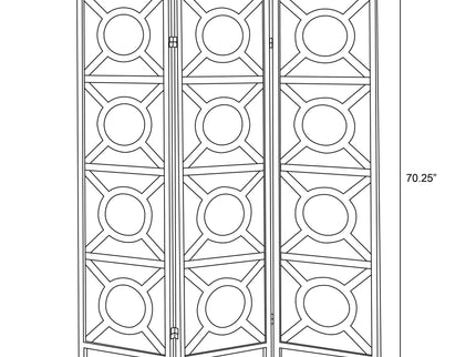 Circle Pattern 3 Panel Folding Screen - Brown