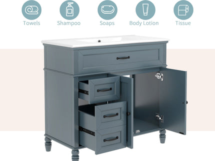 Bathroom Vanity With Sink, Freestanding Cabinet & Drawers