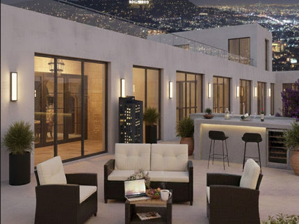 Modern All-Weather Patio Set With Cushions And Table