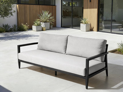 Outdoor Bench Seat Sofa, Sunbrella Cushion, Weather Resistant For Patio - Ember Black