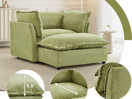 Modern Armchair Sofa With Movable Ottoman