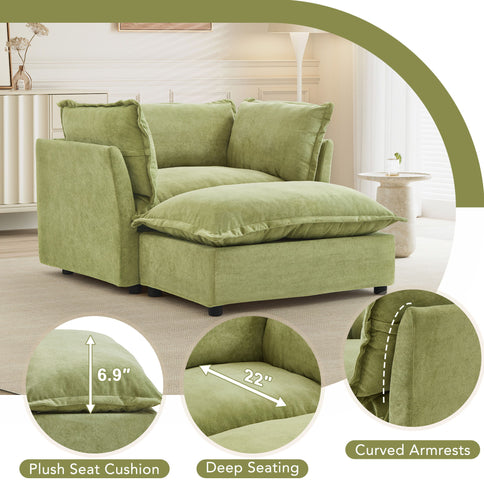 Modern Armchair Sofa With Movable Ottoman