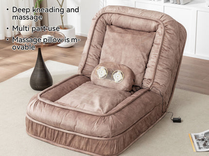 Upholstered Human Dog Bed And Pets, Bean Bag Floor Sofa With Massage Pillow, 5 Adjustable Positions & 2 Soft Pillows