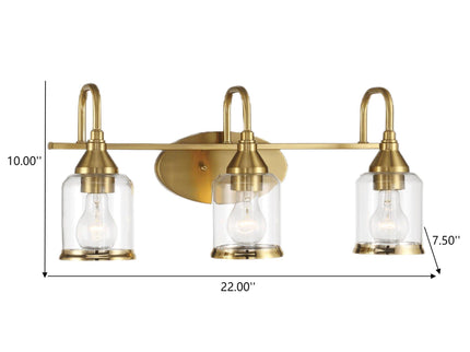 3 Lights Brush Vanity Light - Clear / Gold