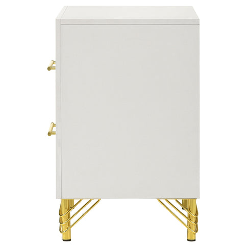 Chesney - 2 Drawer Nightstand With Trim, Bedroom Side Table - White