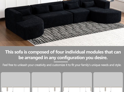 Upholstered Sofa Free Combined Sofa Couch With 2 Chaise Lounge And Five Back Pillows For Living Room