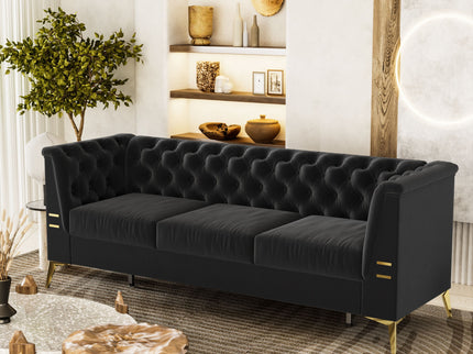Luxurious Sofa With Legs, Modern Chesterfield Design, Tufted Upholstery, 3 Seat Couch For Living Room And Office