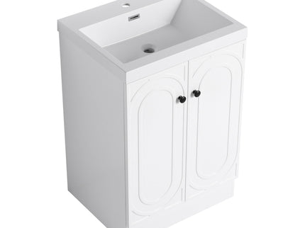 Contemporary Freestanding Bathroom Vanity With Resin Sink & Soft-Close Cabinet Doors