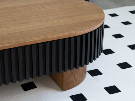 Elliptical Living Room Coffee Table With Hidden Storage And Removable Tabletop