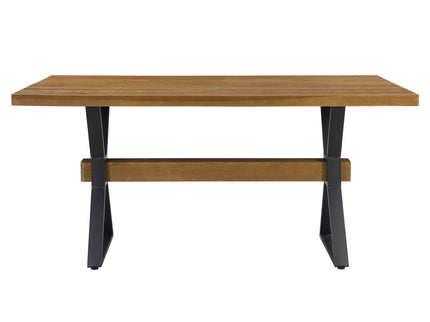 Farmhouse Style X Shaped Legs Dining Table With Moulded Details - Brown