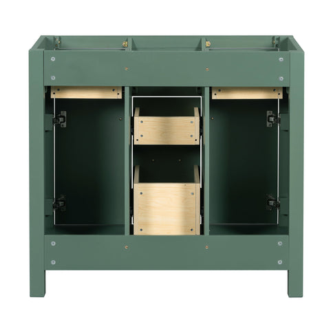 Freestanding Bathroom Vanity With 4 Drawers & 2 Cabinets - Green
