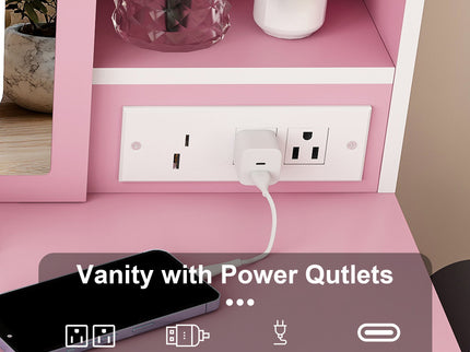 Small Makeup Vanity Desk With Adjustable LED Lights