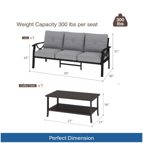 Patio Furniture Set With Coffee Table And Cushions For Backyard