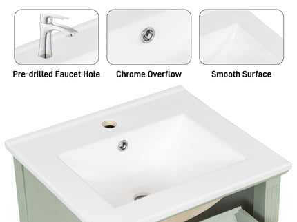 Bathroom Vanity With Sink, Adjustable Shelf, Tilt-Out Drawer