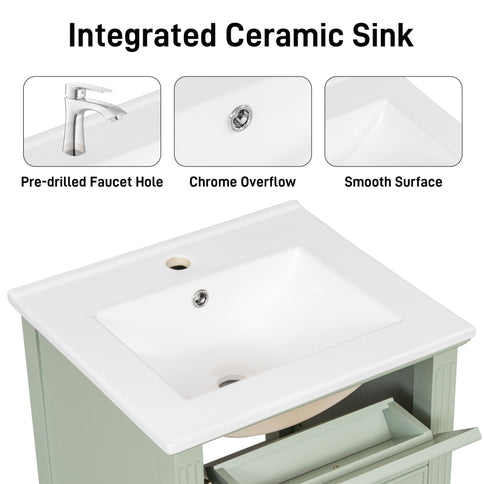Bathroom Vanity With Sink, Adjustable Shelf, Tilt-Out Drawer