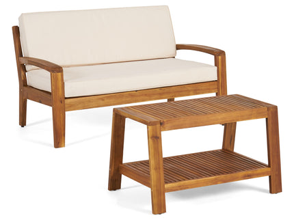 2 Piece Outdoor Conversation Set (Loveseat & Coffee Table With Water-Resistant Cushions)