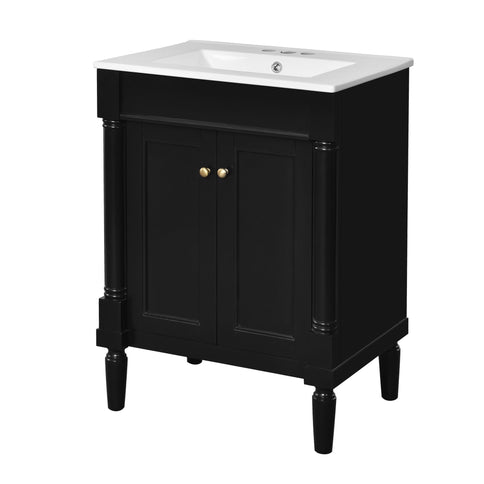Bathroom Vanity With Top Sink, 2 Tier Storage Cabinet