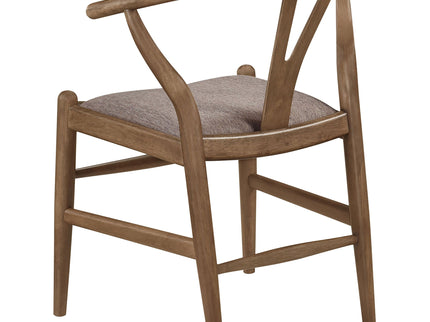 Guinea - 5 Piece Dining Set With Round Table And Upholstered Chairs - Walnut