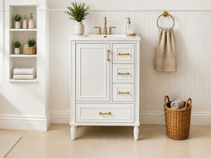 Modern Bathroom Vanity With Sink, Soft Close Doors, 3 Drawers