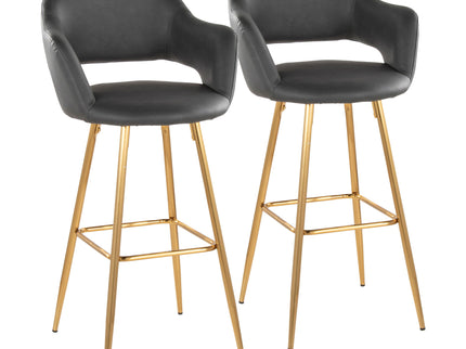 Margarite - Contemporary Fixed Height Barstool With Footrest (Set of 2) With Square