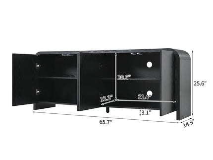 Curved Edge TV Stand With Large Cabinets