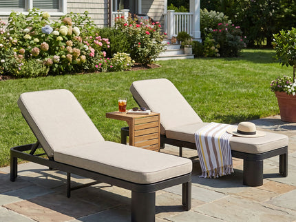 Outdoor Chaise Lounge Set With Side Table, 5 Position Adjustable Patio Recliner