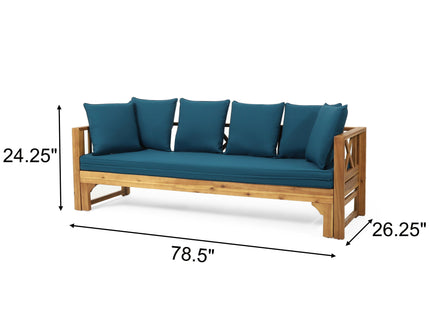 Outdoor Daybed With X-Shaped Panel Backrest And Armrests - Teak