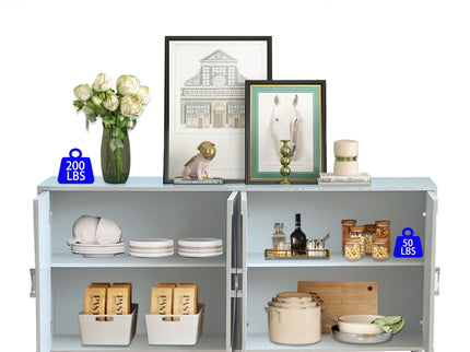 Modern Lacquered 4 Door Wooden Cabinet Sideboard Buffet Server Cabinet Storage Cabinet, For Living Room, Entryway, Hallway, Office, Kitchen And Dining Room