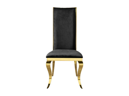 Dining Chair (Set of 2) With Unique Backrest Stainless Steel Legs - Gold