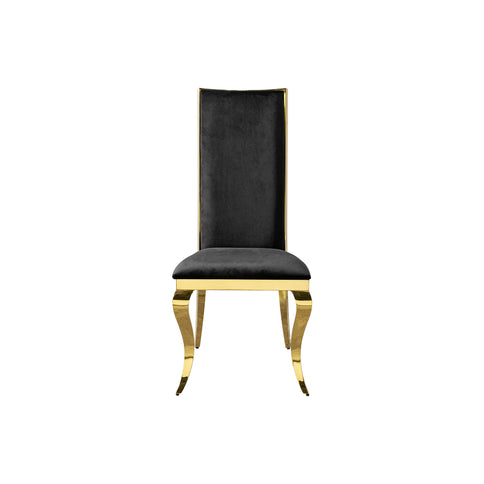 Dining Chair (Set of 2) With Unique Backrest Stainless Steel Legs - Gold