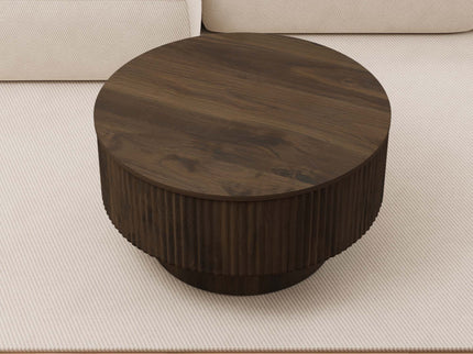 Modern Circular Coffee Table With Stripe Design And Storage Space