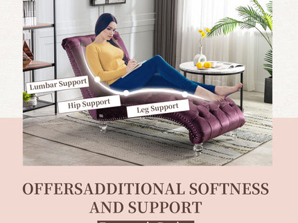 Chaise Lounge Indoor, Button Tufted Upholstered Chaise Lounge Chair With Pillow