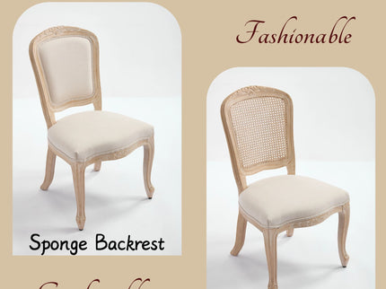 Dining Chairs Upholstered With Fan Shaped Back (Set of 2) - Beige