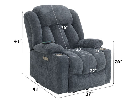 Power Motion Recliner With Lift Heating Massage Function - Blue