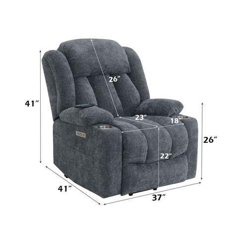 Power Motion Recliner With Lift Heating Massage Function - Blue