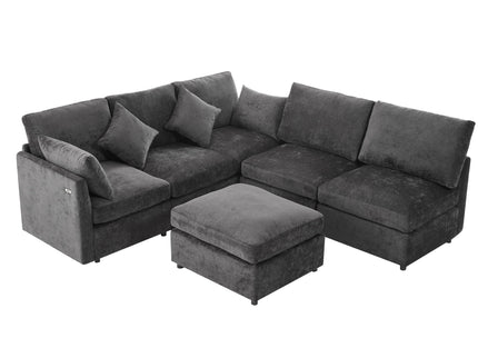 Sectional Sofa Modular U-Shaped With Ottoman & USB Ports
