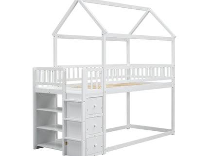 Bunk Bed With Shelves And Drawers, Storage Focused Design