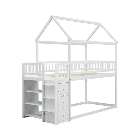 Bunk Bed With Shelves And Drawers, Storage Focused Design