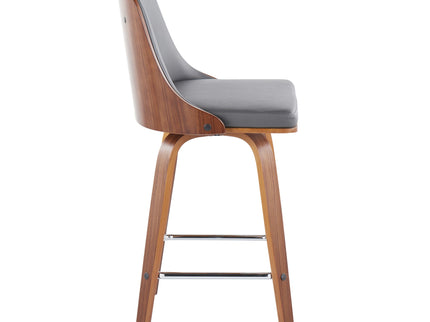 Gianna - Mid Century Modern Fixed Height Counter Stool With Swivel With Square Footrest (Set of 2)